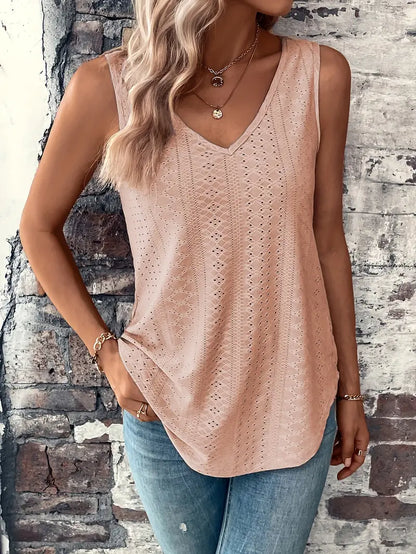 Eyelet Solid Tank Top